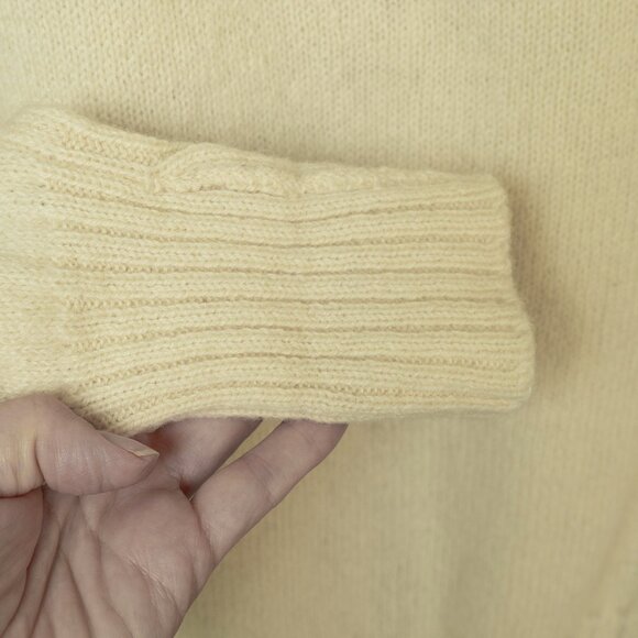 Vintage White Wool Sweater Scottish Fisherman Crew Neck Mariner Medium Knit - Picture 8 of 9